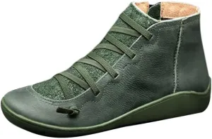 AMDBEL Ankle Boots for Women, Cowgirl Boots Women Slip On Loafers Chunky Block Heel Shoes Office Hollow-out Low Heel Booties