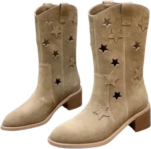 AMDBEL Booties for Women Dressy 2024 Ankle Booties Low Heel Mid Calf Boots Fashion Cowboy Boots Pointed Toe Fall Winter Shoes