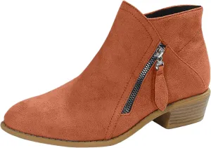 AMDBEL Boots for Women Ankle Booties, Women's Ankle Boots Slip on Pointed Toe Low Heel Side Zipper Suede Booties Winter Shoes