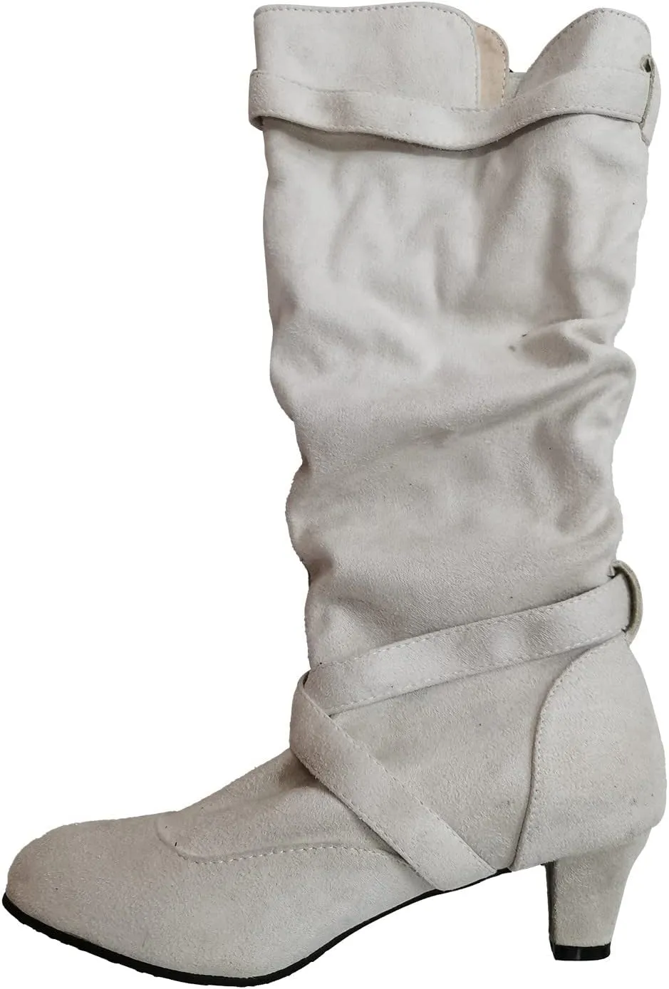 AMDBEL Mid Calf Boots for Women High Heel Fall Boots for Women 2024 Winter Slip On Pointed Toe Boots Fashion Booties Shoes