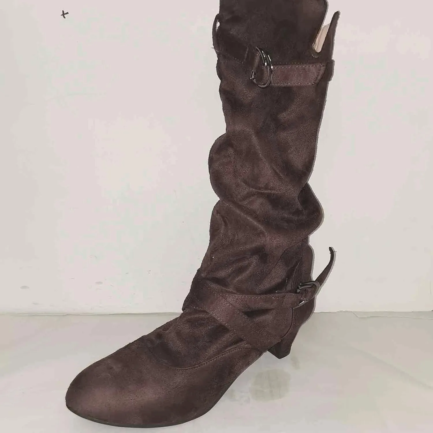 AMDBEL Mid Calf Boots for Women High Heel Fall Boots for Women 2024 Winter Slip On Pointed Toe Boots Fashion Booties Shoes