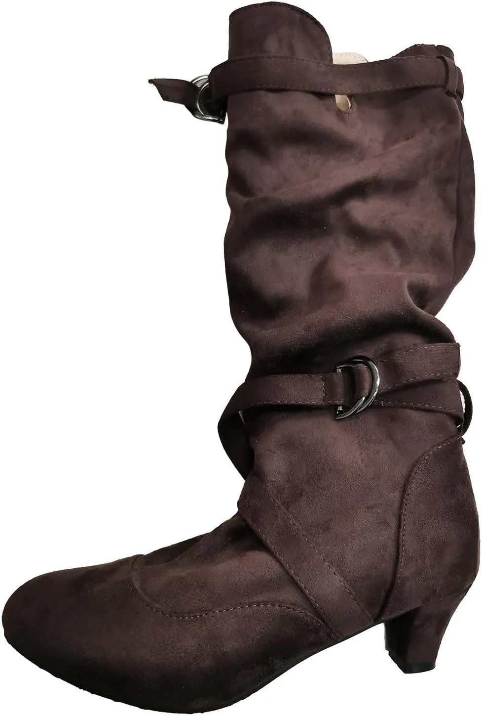 AMDBEL Mid Calf Boots for Women High Heel Fall Boots for Women 2024 Winter Slip On Pointed Toe Boots Fashion Booties Shoes