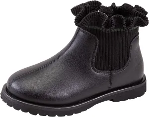 Ankle Boots for Girls Elastic Mouth Zipper Short Suede Non Slip Booties Fashion Solid Boots for Toddler/Little