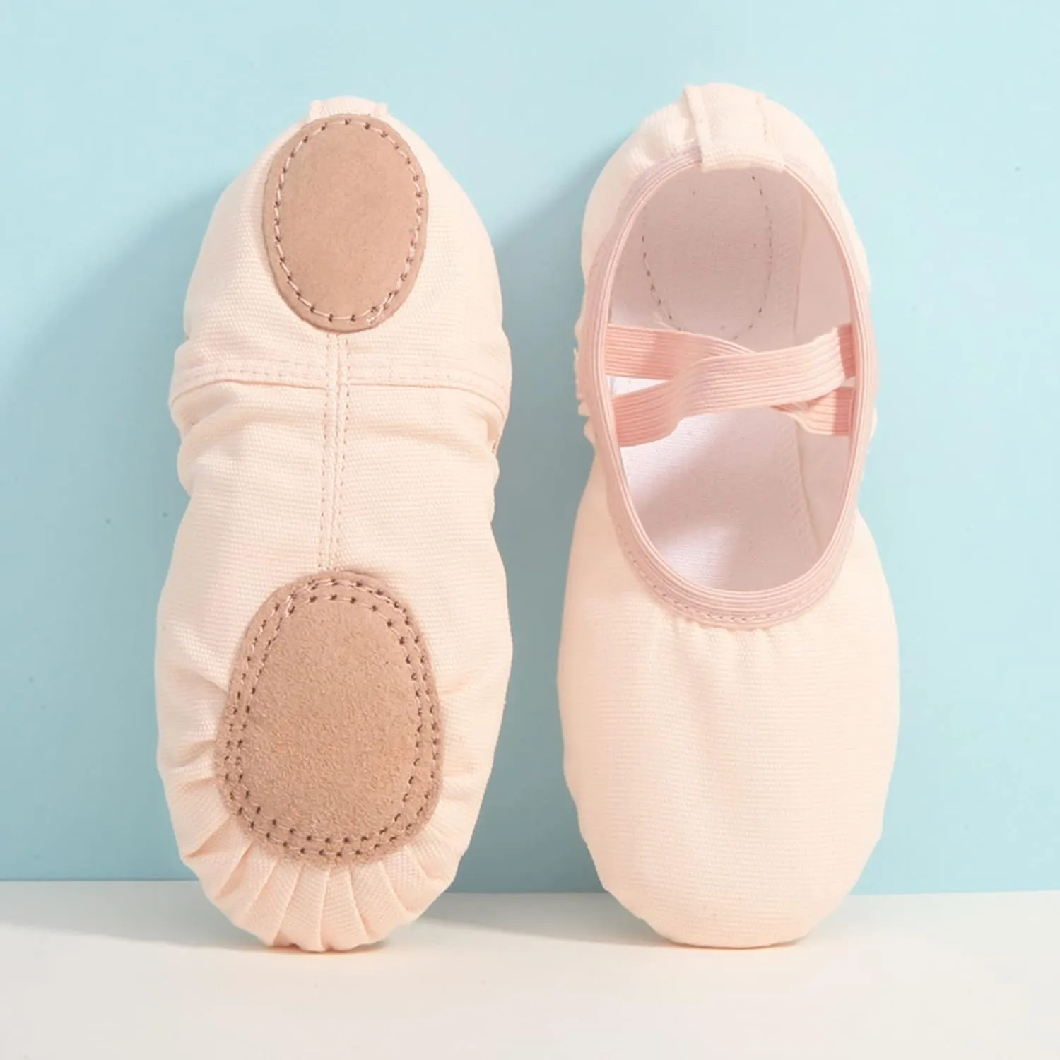 Ballet Shoes for Girls, Satin Elastic Dance Practice Slippers Split Soft Leather Flat Sole Yoga Gymnastics Shoes