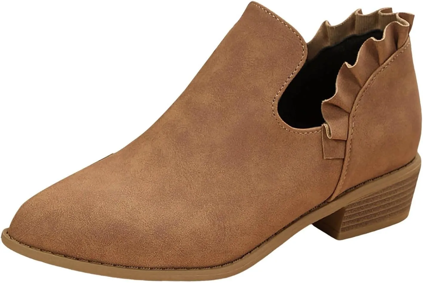 Cathalem Ankle Boots for Women, 2024 New V Cutout Ankle Boots Pointed Toe Chunky Fall Boots Western Boots Low Heel Boots
