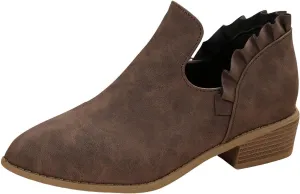 Cathalem Ankle Boots for Women, 2024 New V Cutout Ankle Boots Pointed Toe Chunky Fall Boots Western Boots Low Heel Boots
