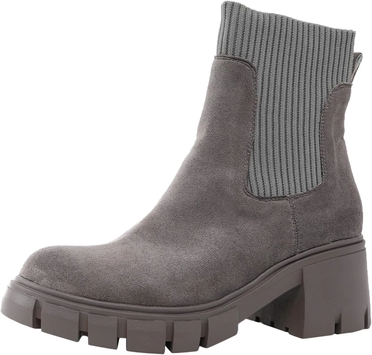 Cathalem Ankle Boots for Women Chelsea Square Toe Chunky Heel Booties Comfortable Slip on Short Boots Womens Fall Boots 2024