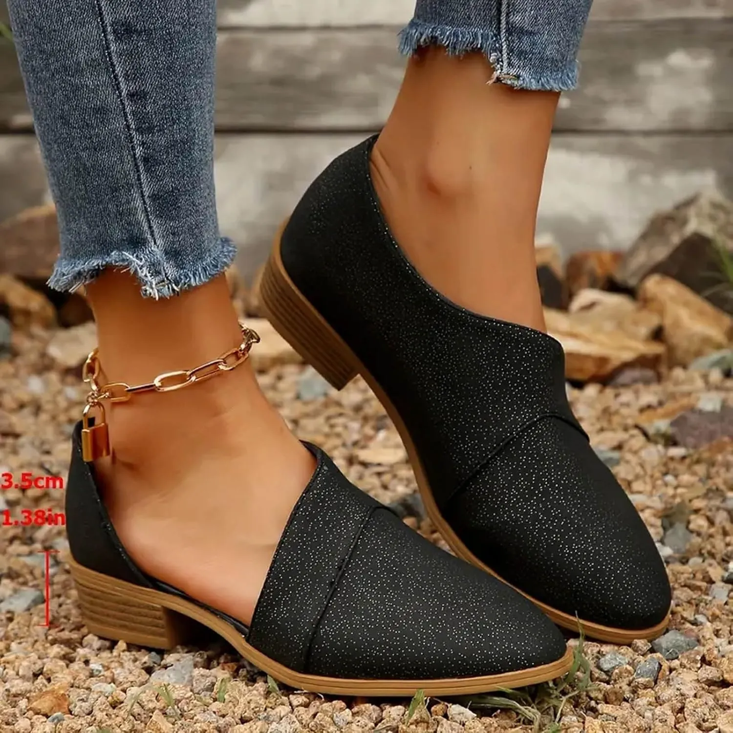 Cathalem Ankle Boots for Women Chelsea Square Toe Chunky Low Heel Booties Comfortable Slip on Short Boots Fall Boots