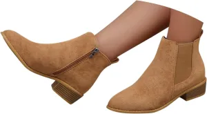 Cathalem Ankle Boots for Women, Womens Low Heel Chelsea Ankle Boots Platform Booties Pull On Winter Short Boot Shoes