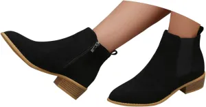 Cathalem Ankle Boots for Women, Womens Low Heel Chelsea Ankle Boots Platform Booties Pull On Winter Short Boot Shoes
