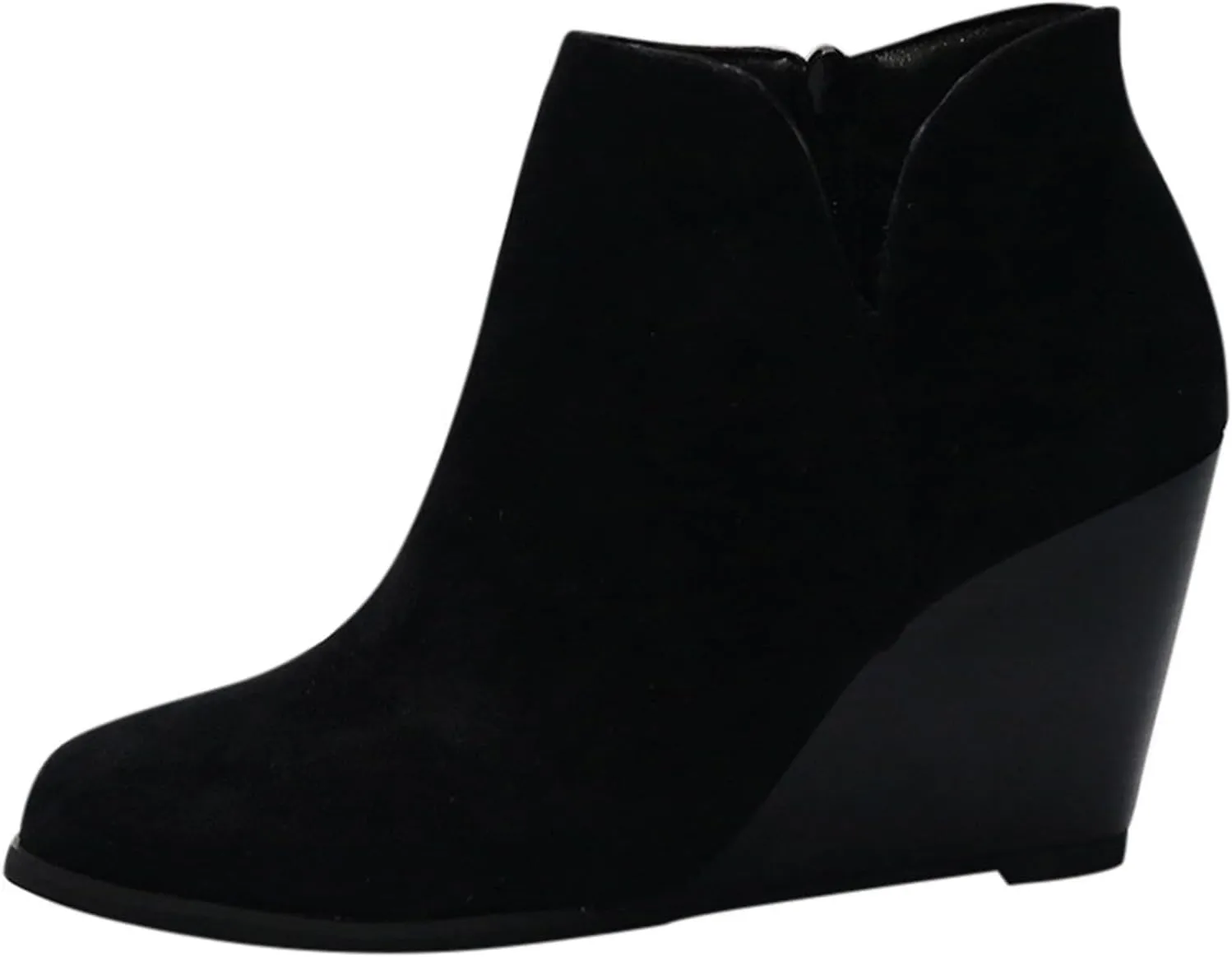 Cathalem Wedge Boots for Women, 2024 New Wedge Ankle Boots Comfort Slip-On Waterproof Leather Platform Booties