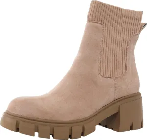 Cathalem Women's Ankle Boots, 2024 New Comfy Chelsea Mid Heel Elastic Chunky Heel Lug Sole Booties Fall Booties for Women
