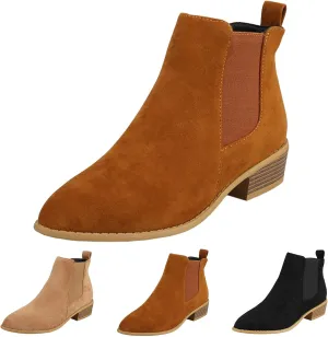 Cathalem Women's Ankle Boots, Women's Low Heel Chelsea Ankle Boots Fashion Slip On Elastic Fall Booties Shoes