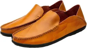 Driving Moccasins for Men Moccasins Shoes Simple Lightweight Leather Lightweight Flexible Anti-Slip Flat Heel Resistant Walking Slip On