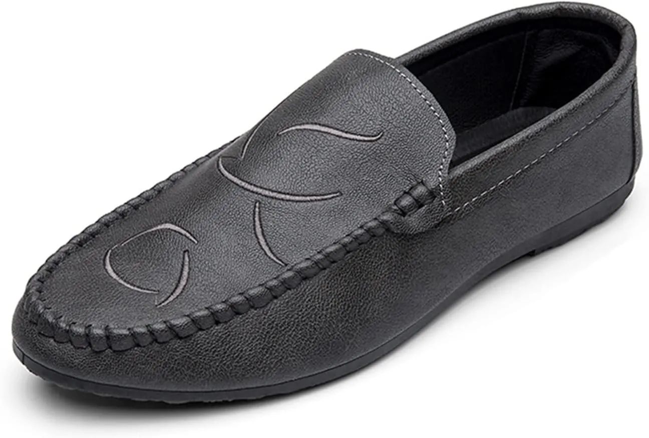Driving Moccasins for Men Simple Moccasins Shoes Leather Resistant Flexible Anti-Slip Outdoor Slip On for Any Attire