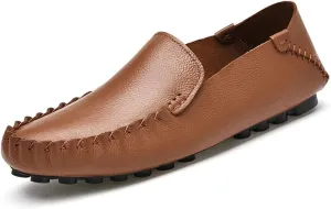Driving Moccasins Smoking Loafer for Men Simple Moccasins Shoes Driving Loafers Leather Anti-Slip Flat Heel Flexible Lightweight Resistant Driving for Any Attire
