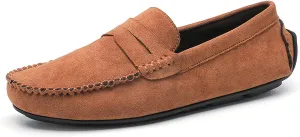 Easy to Put and Remove Driving Moccasins for Men Suede Vamp Penny Loafer Stitching Details Round Toe Comfortable Flexible Resistant Casual Slip On for All Occasions