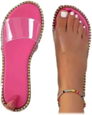 Generic Women's Clear Flat Sandals Transparent Summer Slide Sandals for Women Dressy Outdoor Flat Sandals