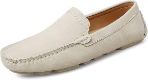 HOOENG Driving Moccasins Loafer Shoes for Men Lightweight Solid Color Moccasins Genuine Leather Flexible Lightweight Resistant Flat Heel Driving Slip On (Color : White, Size : 11)