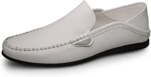 HOOENG Driving Moccasins Smoking Loafer for Men Simple Moccasins Shoes Leather Lightweight Flexible Resistant Anti-Slip Walking Slip On