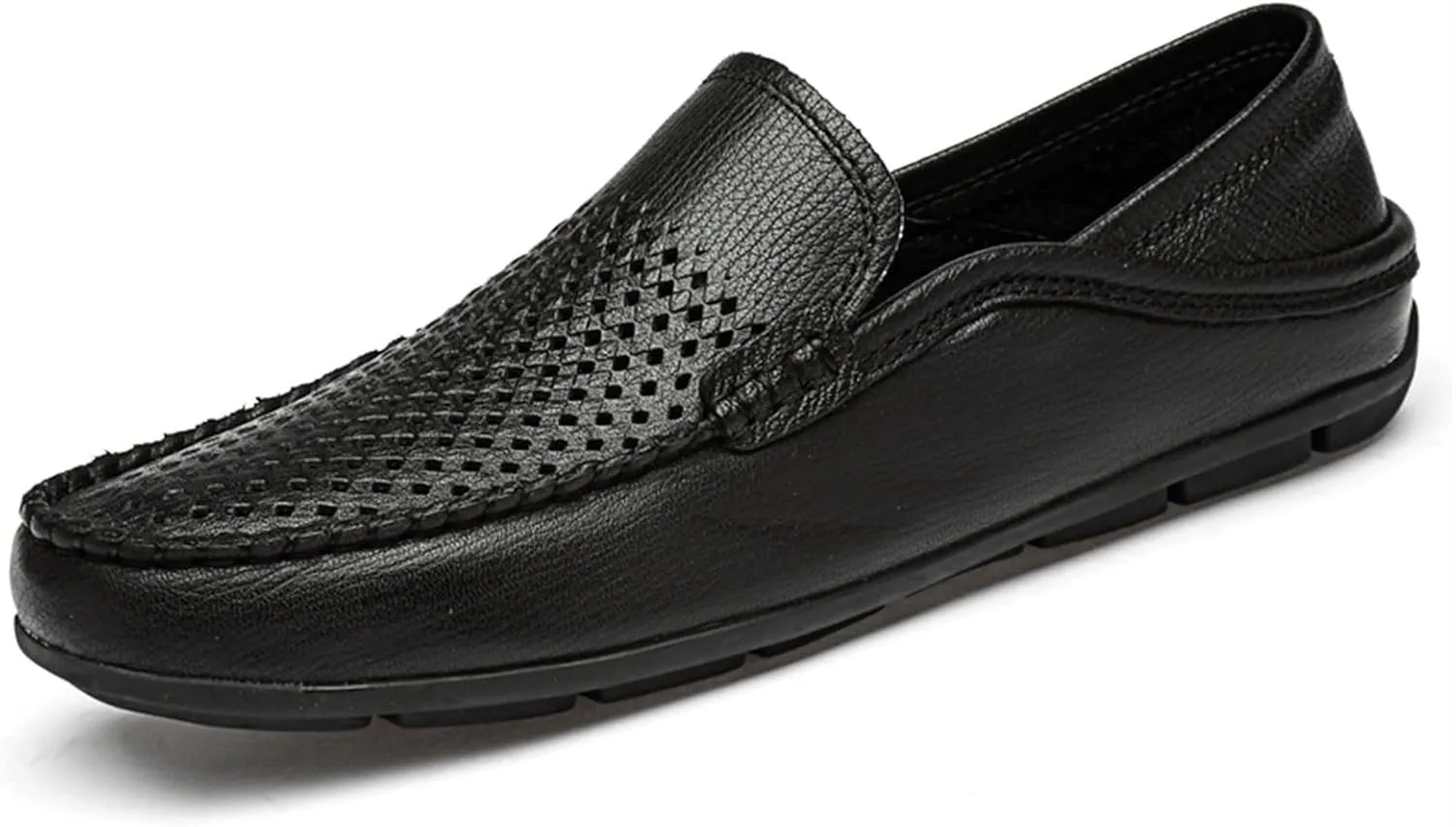 HOOENG Loafer Shoes Driving Moccasins for Men Simple Breathable Moccasins Shoes Leather Resistant Lightweight Flexible Flat Heel Anti-Slip Casual Slip On