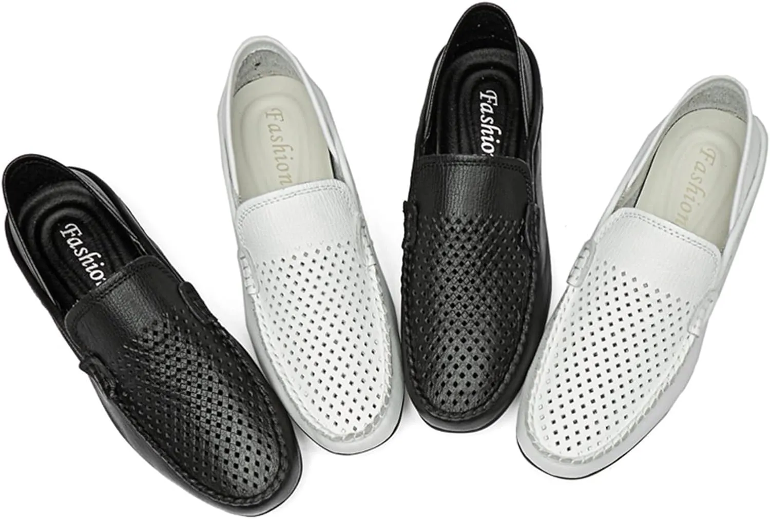 HOOENG Loafer Shoes Driving Moccasins for Men Simple Breathable Moccasins Shoes Leather Resistant Lightweight Flexible Flat Heel Anti-Slip Casual Slip On