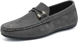 JIADELI Loafers for Men Suede Vamp Moccasins Penny Loafers Flexible Anti-Slip Resistant Outdoor Prom Slip On (Color : Grey, Size : 10)