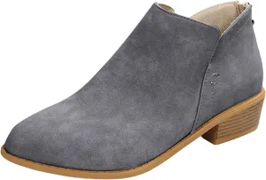 Leather Ankle Boots for Women Ankle Boots for Women Low Heel Zipper Pointed Toe Short Boot Comfy Casual Walking Shoes