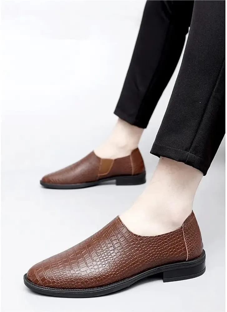 Loafer Shoes Driving Moccasins for Men Moccasins Shoes Faux Crocodile Print Solid Colors Leather Flat Heel Flexible Lightweight Resistant Anti-Slip