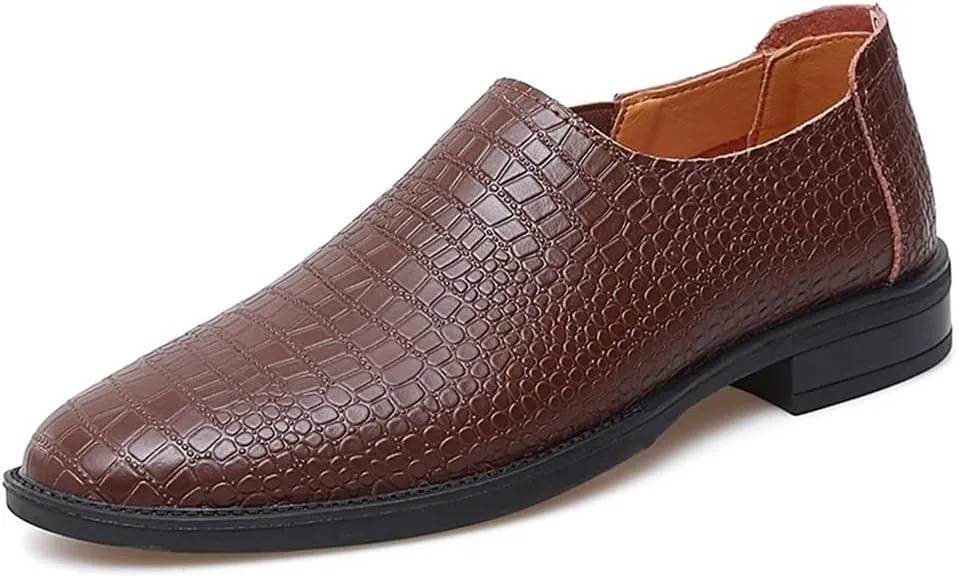 Loafer Shoes Driving Moccasins for Men Moccasins Shoes Faux Crocodile Print Solid Colors Leather Flat Heel Flexible Lightweight Resistant Anti-Slip
