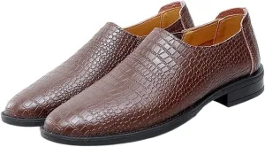 Loafer Shoes Driving Moccasins for Men Moccasins Shoes Faux Crocodile Print Solid Colors Leather Flat Heel Flexible Lightweight Resistant Anti-Slip
