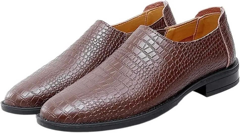 Loafer Shoes Driving Moccasins for Men Moccasins Shoes Faux Crocodile Print Solid Colors Leather Flat Heel Flexible Lightweight Resistant Anti-Slip