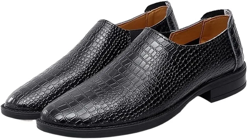 Loafer Shoes Driving Moccasins for Men Moccasins Shoes Faux Crocodile Print Solid Colors Leather Flat Heel Flexible Lightweight Resistant Anti-Slip