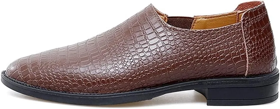 Loafer Shoes Driving Moccasins for Men Moccasins Shoes Faux Crocodile Print Solid Colors Leather Flat Heel Flexible Lightweight Resistant Anti-Slip