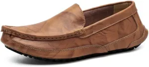 Loafers for Men Apron Toe Driving Moccasins Shoes PU Leather Flat Heel Slip Resistant Flexible Party Slip-on
