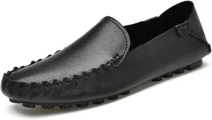 Loafers for Men Simple Moccasins Shoes Driving Loafers Leather Comfortable Flexible Flat Heel Prom Casual Slip-on (Color : Black, Size : 6)