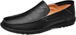 Loafers for Men Stitching Details Flat Heel Moccasins Shoes Leather Lightweight Comfortable Flexible Prom Slip On