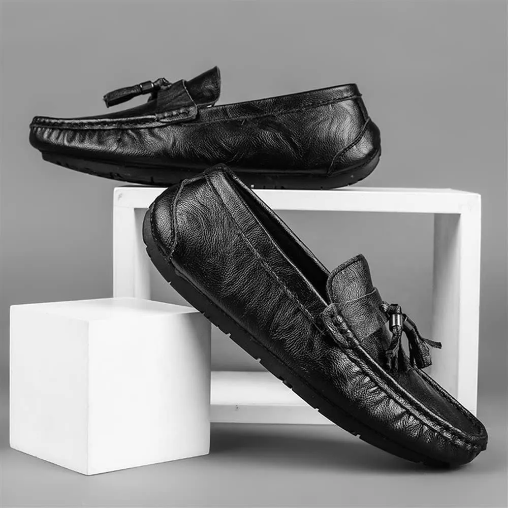 MCMUS Loafer Shoes Driving Moccasins for Men Moccasins Tassel Lightweight Leather Resistant Lightweight Flexible Flat Heel Anti-Slip Driving Slip On for Any Attire