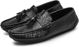MCMUS Loafer Shoes Driving Moccasins for Men Moccasins Tassel Lightweight Leather Resistant Lightweight Flexible Flat Heel Anti-Slip Driving Slip On for Any Attire