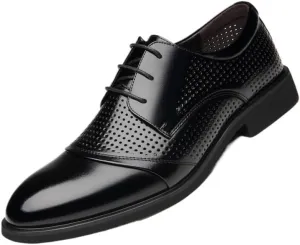 Men Business Formal Dress Shoes Breathable Fashion Oxford Shoes Leather Shoes Lace-Up Black Men's Comfort Orthopedic Dress Shoes