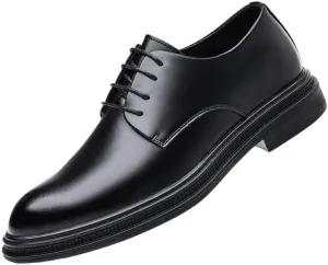 Men Leather Dress Shoes Classic Lace-up Casual Oxfords Shoes Modern Formal Business Comfortable Derby Shoes for Men
