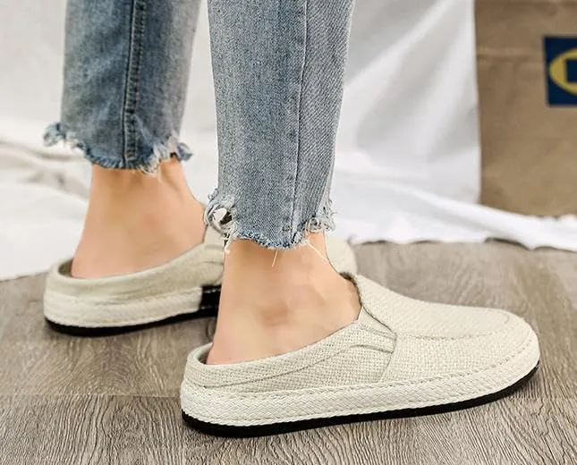 Men's Canvas Slip-on Espadrilles Loafers,Fashion Breathable Hand Stitching Linen Indoor Outdoor Non-Slip Comfortable Flat, Casual Walking Sneakers Moccasins Boat Shoes