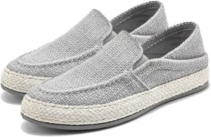 Men's Canvas Slip-on Espadrilles Loafers,Fashion Breathable Hand Stitching Linen Indoor Outdoor Non-Slip Comfortable Flat, Casual Walking Sneakers Moccasins Boat Shoes