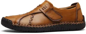 Men's Causal Loafers Slip on Leather Handmade Driving Oxford Flats Comfortable Walking Shoes