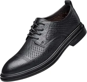 Men's Classic Comfort Breathable Oxford Shoes, Leather Business Dress Shoes with Cushioned Insole
