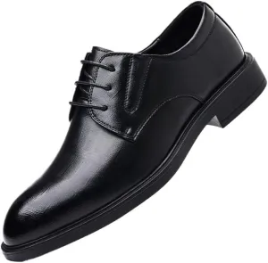 Men's Classic Lace Up Dress Shoes Mens Retro Leather Business Casual Comfort Oxfords Shoes Non-Slip Softsole Walking Derby Shoes