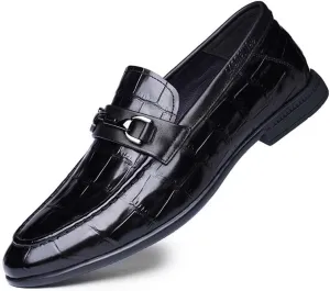 Men's Classic Leather Dress Shoes Party Wedding Business Oxfords Fashion Buckle Slip-on Loafer Shoes for Men