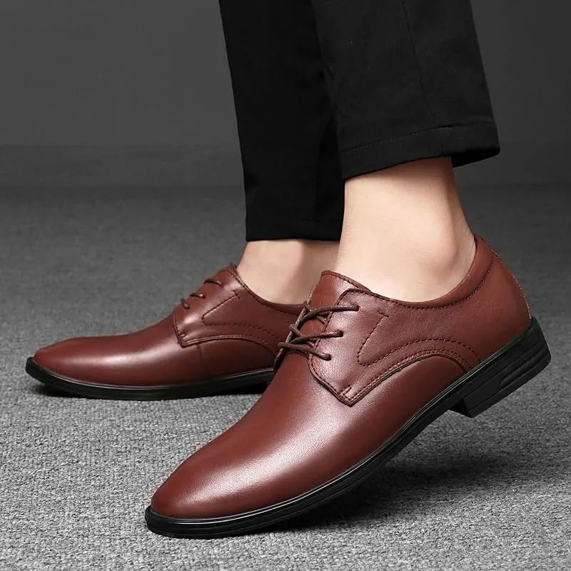 Men's Dress Shoes Mens Casual Business Formal Oxford Shoes Brogue Wingtip Retro Derby Shoes for Men(Brown,7.5)