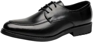 Men's Dress Shoes Mens Fashion Comfort Hand Stitched Leather Oxfords Shoes Business Formal Non-Slip Derby Shoes for Men(Black,7)