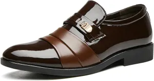 Mens Dress Slip On Loafer Shoes Patent Leather Comfortable Dress Shoes for Men Formal Business Work Shoes